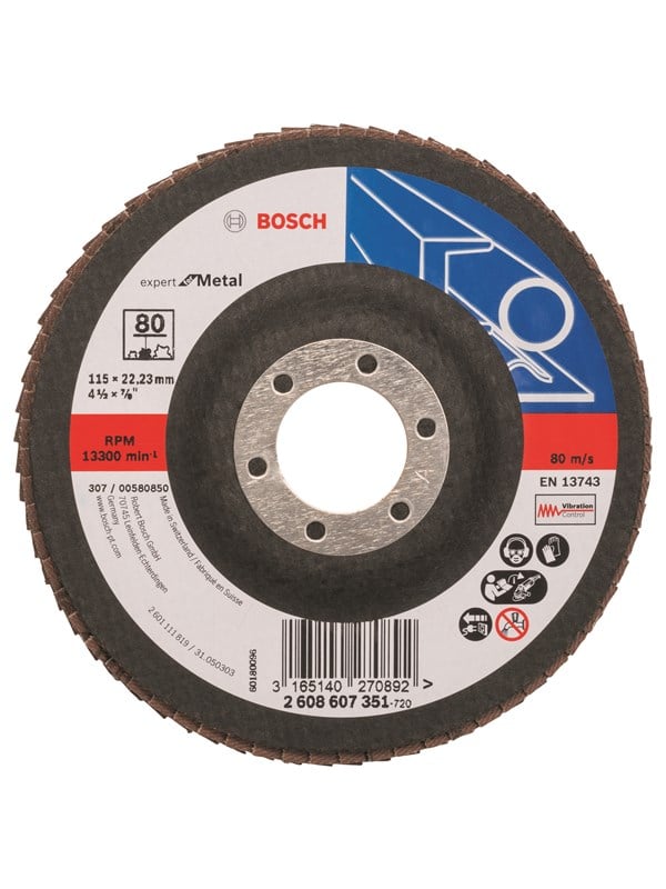 Bosch Tasoliuskalaikka X551, Expert for Metal Ø= 115 mm; K= 80, taivutettu