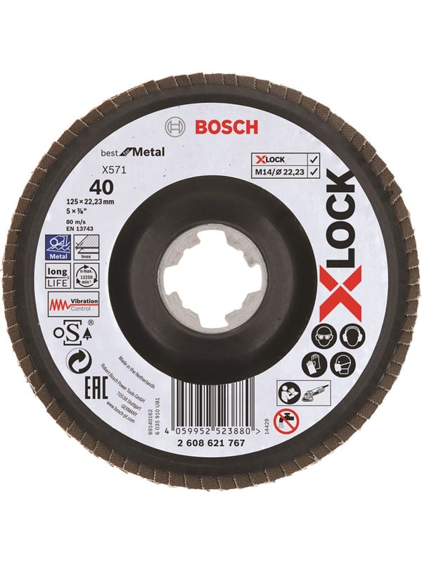 Bosch X-LOCK-tasoliuskalaikat, kallistettu versio, muovilevy, Ø 125 mm, G 40, X571, Best for Metal, 1 kpl D = 125 mm; G = 40, kallistettu