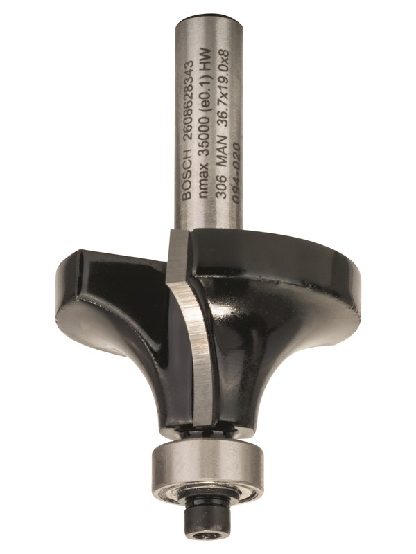 Bosch Pyöristysjyrsin, 8 mm, R1 12 mm, L 19 mm, G 60 mm 8 mm, R1 12 mm, L 19 mm, G 60 mm