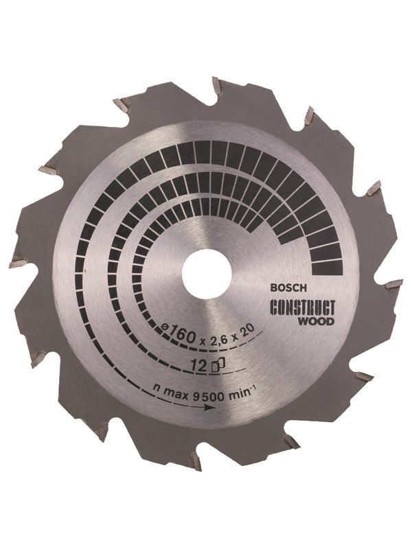 Bosch Pyörösahanterä Construct Wood 160 x 20/16 x 2,6 mm; 12