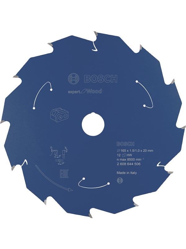 Bosch Expert for Wood -pyörösahanterä johdottomiin sahoihin 165 x 1,5 / 1 x 20 T12