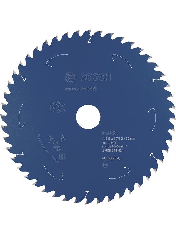 Bosch Expert for Wood -pyörösahanterä johdottomiin sahoihin 216 x 1,7 / 1,2 x 30 T48