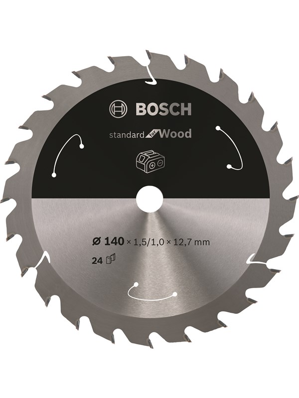 Bosch Standard for Wood -pyörösahanterä johdottomiin sahoihin 140 x 1,5 / 1 x 12,7 T24