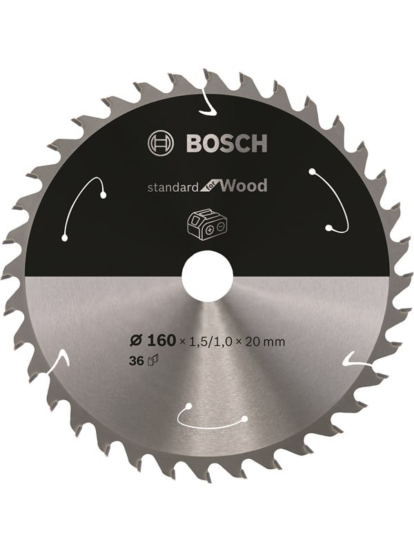 Bosch Standard for Wood -pyörösahanterä johdottomiin sahoihin 160 x 1,5 / 1 x 20 T36