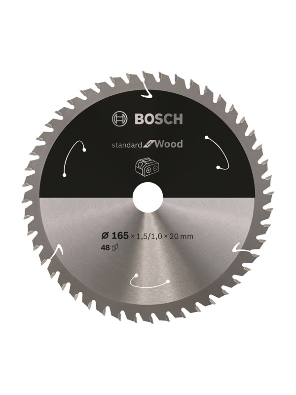 Bosch Standard for Wood -pyörösahanterä johdottomiin sahoihin 165 x 1,5 / 1 x 20 T48
