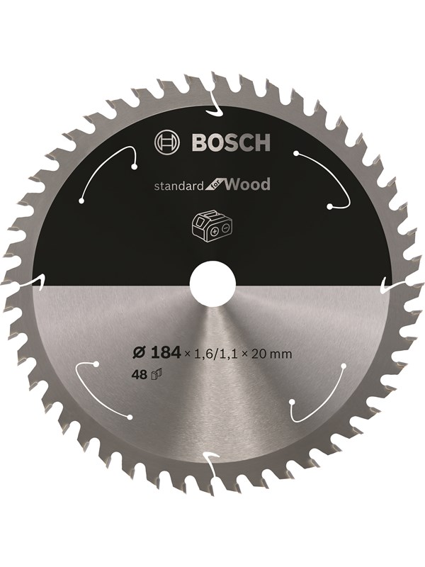 Bosch Standard for Wood -pyörösahanterä johdottomiin sahoihin 184 x 1,6 / 1,1 x 20 T48