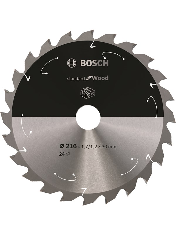 Bosch Standard for Wood -pyörösahanterä johdottomiin sahoihin 216 x 1,7 / 1,2 x 30 T24