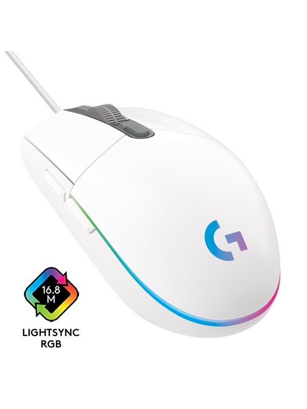 Logitech G203 LIGHTSYNC - Valkoinen - Pelihiiri - Optinen - 6 painiketta - Valkoinen RGB-valolla
