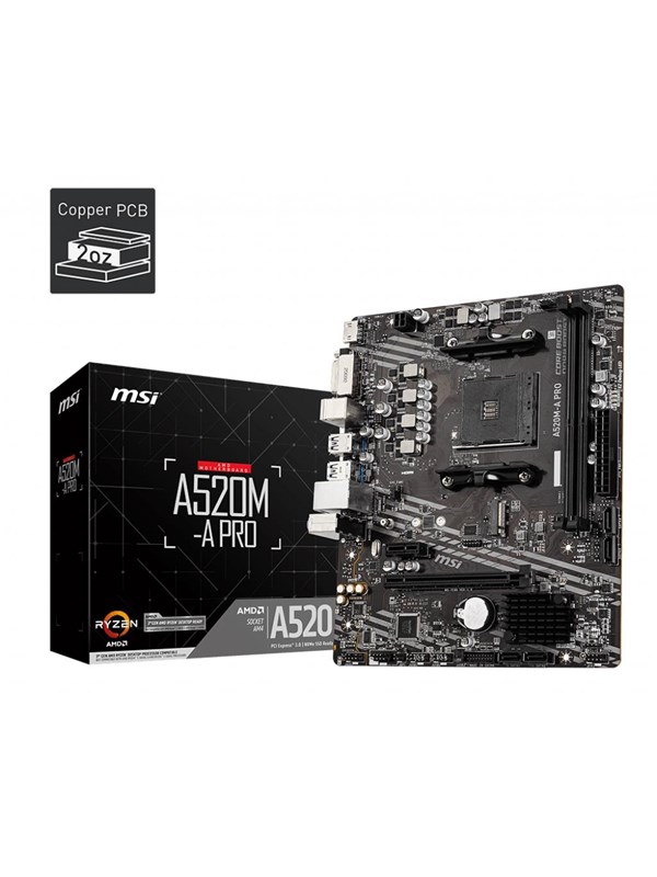 MSI A520M-A PRO Emolevy - AMD A520 - AMD AM4 - DDR4 RAM - Micro-ATX