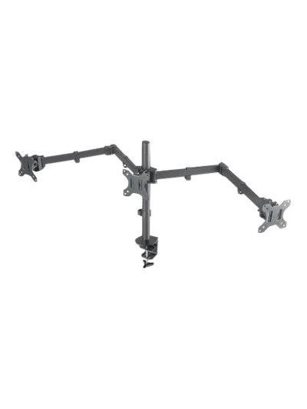 IC INTRACOM Manhattan Monitor Triple Desk Mount (clamp) 3 screens 10-27"" Vesa 75x75 to 100x100mm 3 pivots (full motion) Height up to 44cm Max 14kg Musta