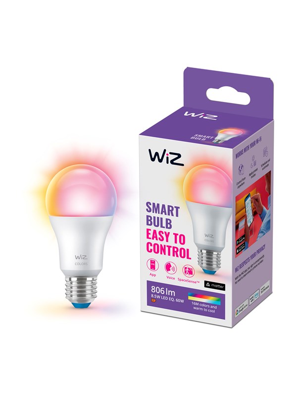 WiZ Color A60 E27 -lamppu - RGB/16 miljoonaa väriä + himmennettävä valkoinen LED-valo