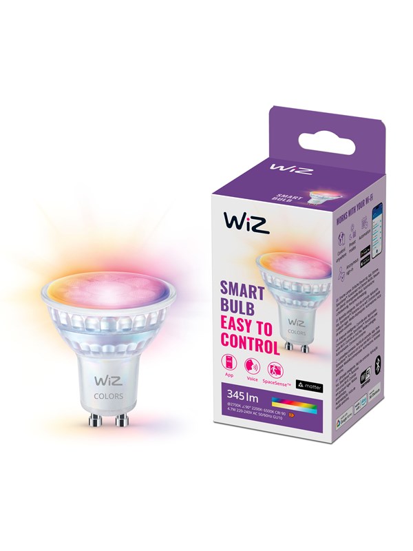 WiZ Color GU10-kohdelamppu - RGB/16 miljoonaa väriä + himmennettävä valkoinen LED-valo
