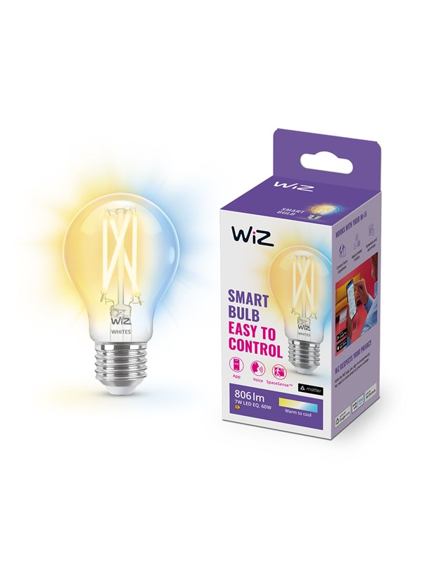 WiZ Tunable A60 E27 -filamenttilamppu - Himmennettävä valkoinen LED-valo lämpimästä viileään