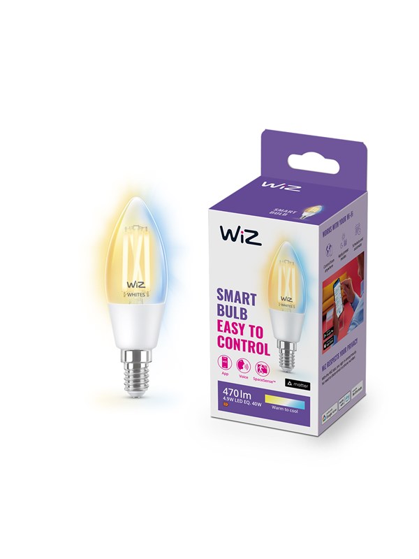 WiZ Tunable C35 E14 -filamenttikynttilälamppu - Himmennettävä valkoinen LED-valo lämpimästä viileään