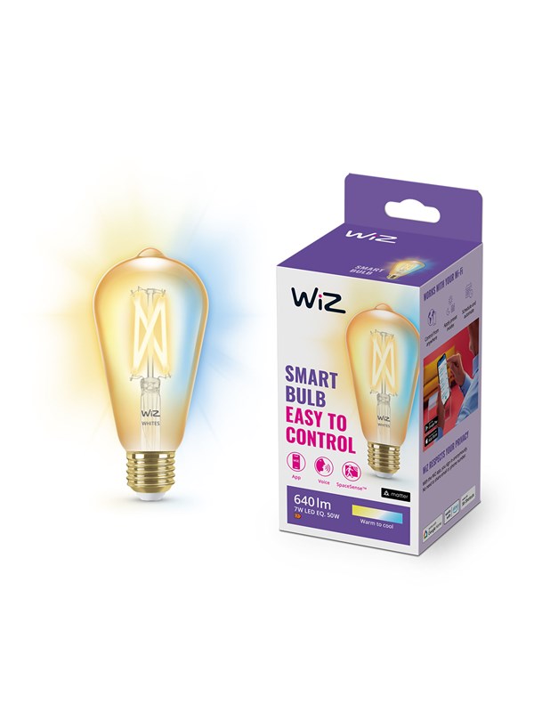 WiZ Tunable ST64 E27 Amber filamenttilamppu - Himmennettävä valkoinen LED-valo lämpimästä viileään