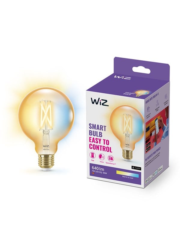 WiZ Tunable G95 E27 Amber filamenttilamppu - Himmennettävä valkoinen LED-valo lämpimästä viileään