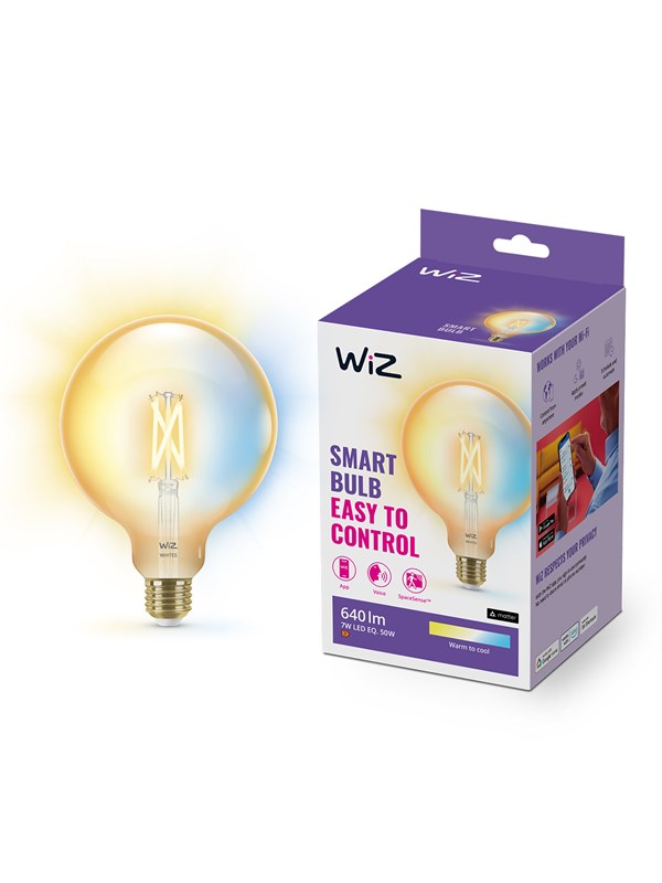WiZ Tunable G125 E27 Amber Globe-filamenttilamppu - Himmennettävä valkoinen LED-valo lämpimästä viileään