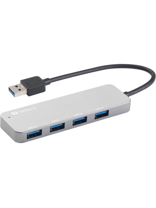 Sandberg Säästäjä USB hub - 4 porttia - USB 3.0 - hopea