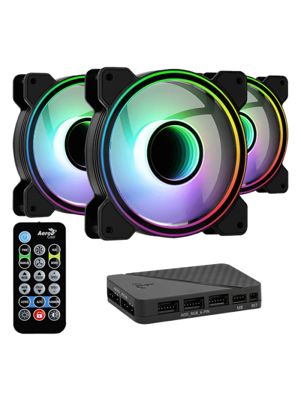 AeroCool Mirage 12 ARGB Pro - Kotelotuuletin - 120mm - Musta RGB LED valolla - 18 dBA