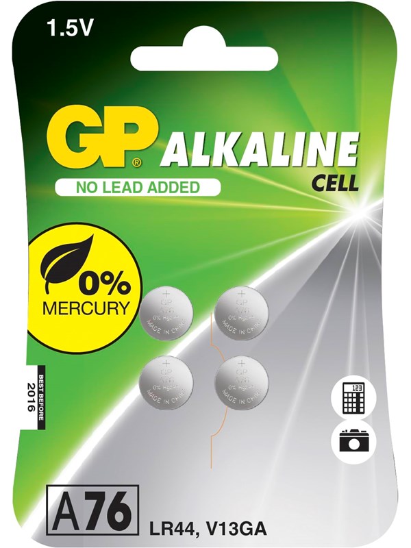 GP Paristot Alkaliparisto A76/LR44 1,5V 4 kpl pakkaus