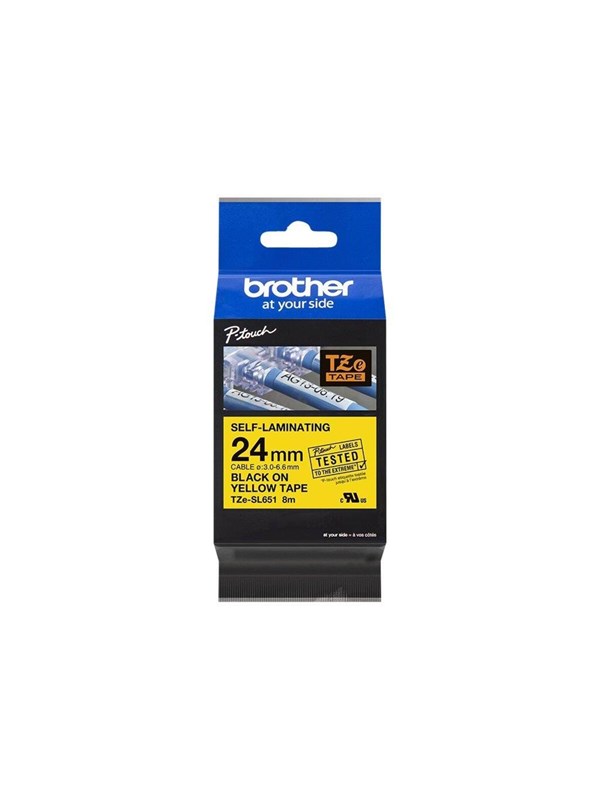 Brother Tape 24mm Tze-sl651 Itse Laminoitu Musta/keltainen