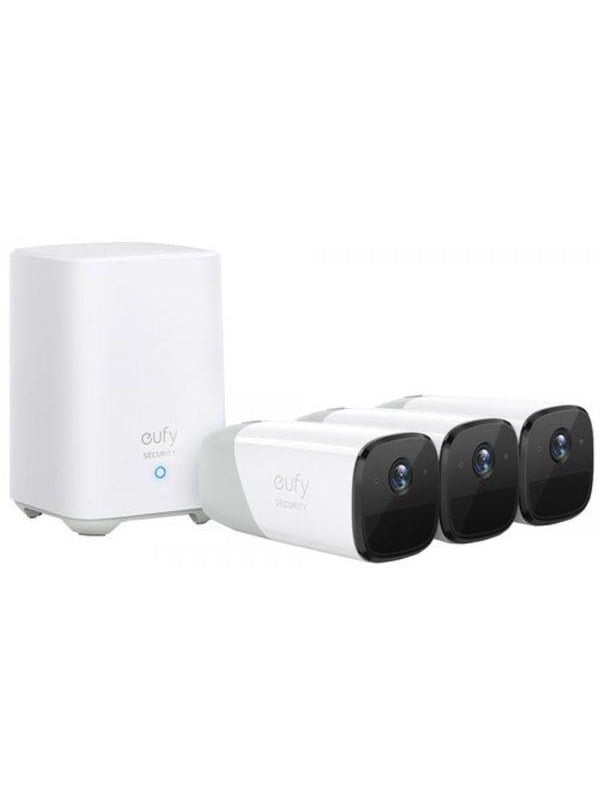 Eufy Cam Pro 2 -paketti, jossa on 3 kameraa ja Homebase.