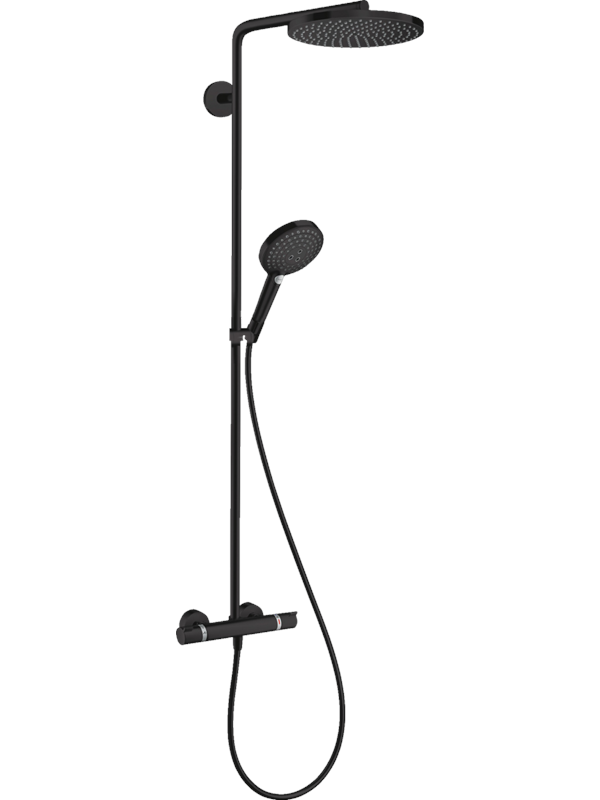 Hansgrohe showerpipe 240 powderrain matt Musta