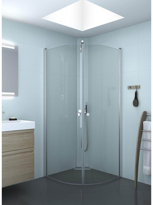 Dansani match quadrant hinged door 79-81 cm satin/clear