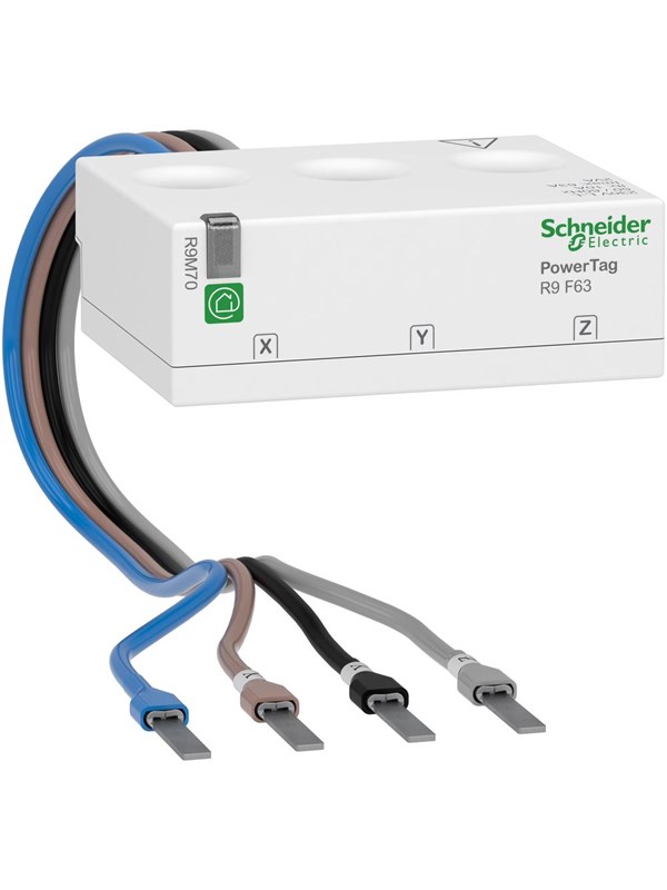 Schneider Electric Energia-anturi Resi R9M70 F63 PowerTag 3P + N Flex, jossa on 25 cm.