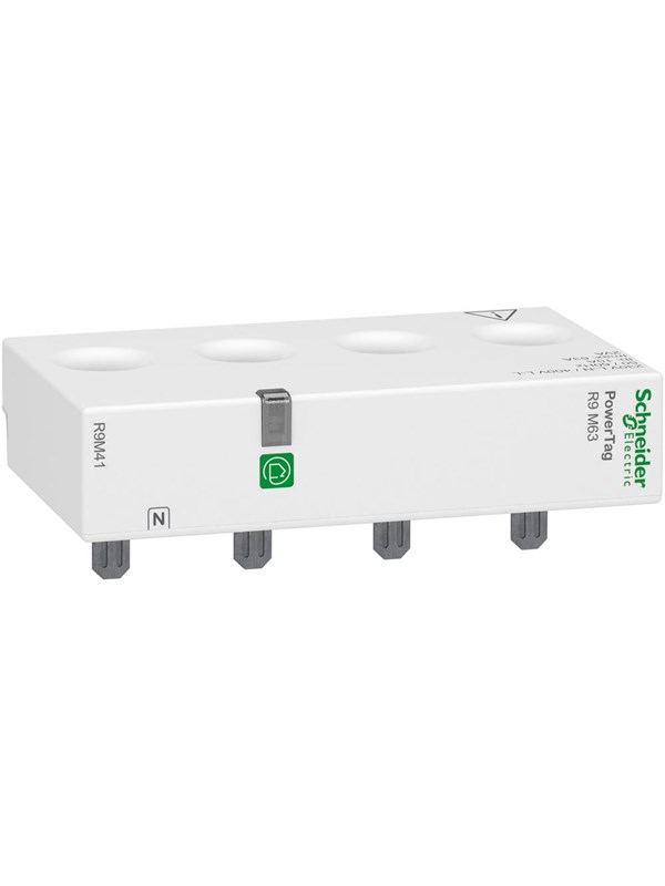 Schneider Electric Energia-anturi Resi R9M41 PowerTag 3P + N, jossa N vasemmalla.