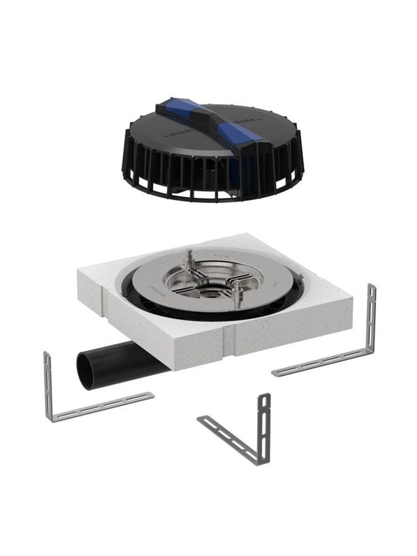 Geberit pluvia roof outlet with horizontal discharge