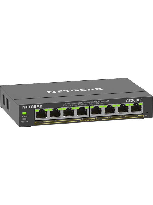 Netgear GS308EP 8-portin PoE+ Gigabit Ethernet Plus -kytkin (62W)