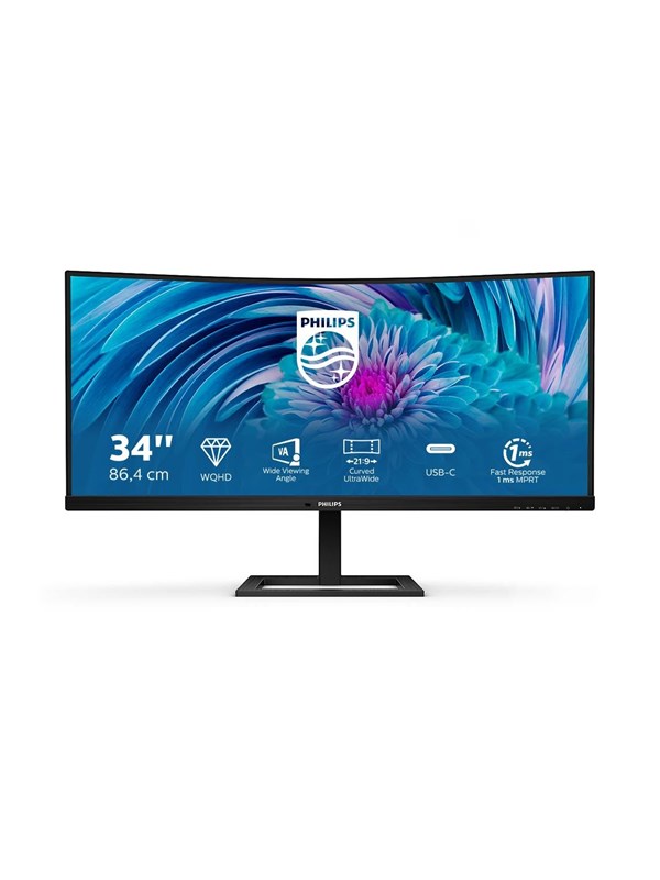 34" Philips E-Line 346E2CUAE - 3440x1440 - 100Hz - VA - 65W USB HUB - Kaareva