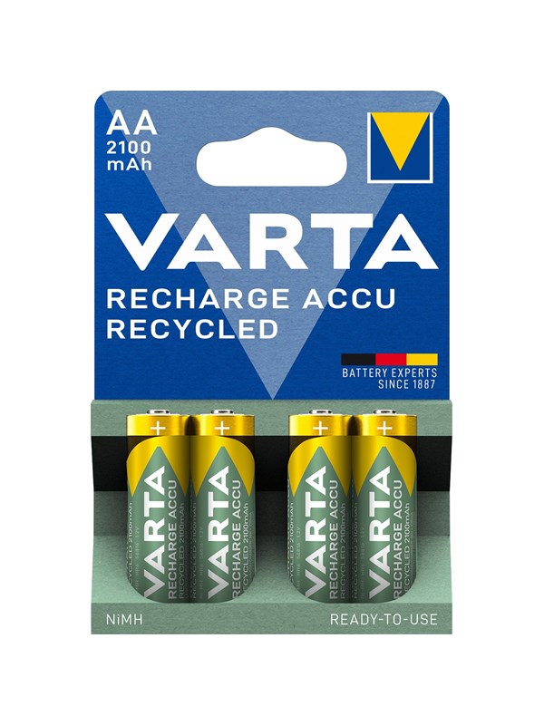 VARTA Lataa kierrätetty akku uudelleen.