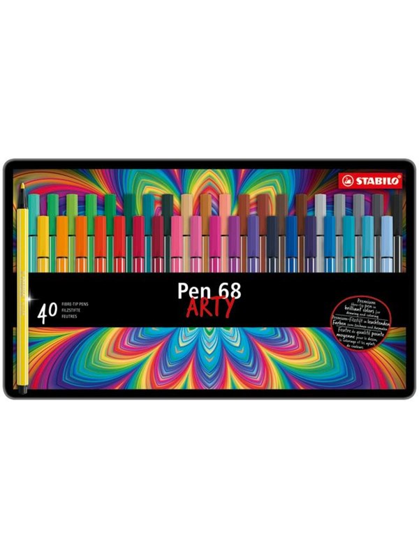 STABILO Pen 68 Arty metal tin of 40 colors