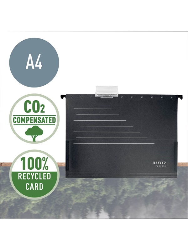 Leitz Alpha® Recycle riippukansio suljetut sivut, musta