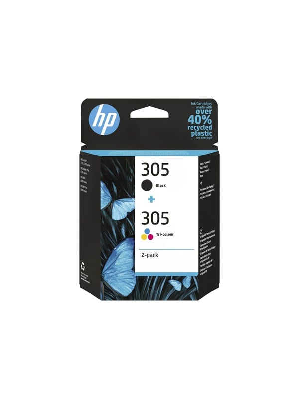 HP 305 / 6ZD17AE 2-Pack Tri-color + Musta Ink