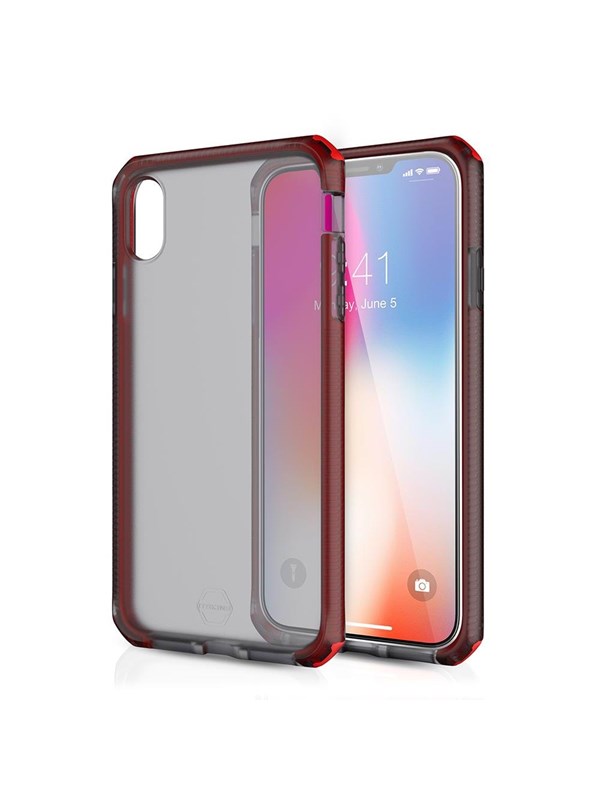 ITSKINS Cover for iPhone XS Max. Läpinäkyvä Harmaa / Punainen