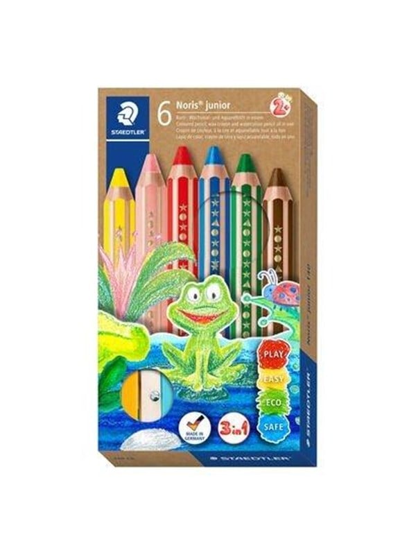 Staedtler Noris® junior 140 -setti, jossa on 6 värillistä lyijykynää eri väreissä.