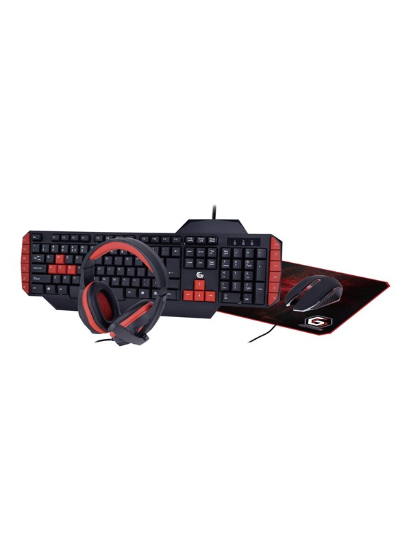 Gembird - Näppäimistö mouse Kuulokkeet and Hiirimatto set - QWERTY - US - Näppäimistö, hiiri, kuuloke ja hiirimatto - Englanti (US) - Punainen