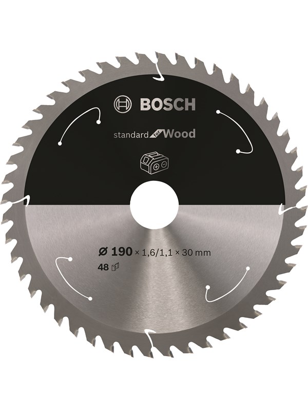 Bosch Standard for Wood -pyörösahanterä johdottomiin sahoihin 190 x 1,6 / 1,1 x 30 T48