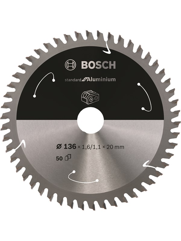 Bosch Standard for Aluminium -pyörösahanterä johdottomiin sahoihin 136 x 1,6 / 1,1 x 20 T50