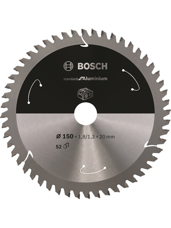 Bosch Standard for Aluminium -pyörösahanterä johdottomiin sahoihin 150 x 1,8 / 1,3 x 20 T52