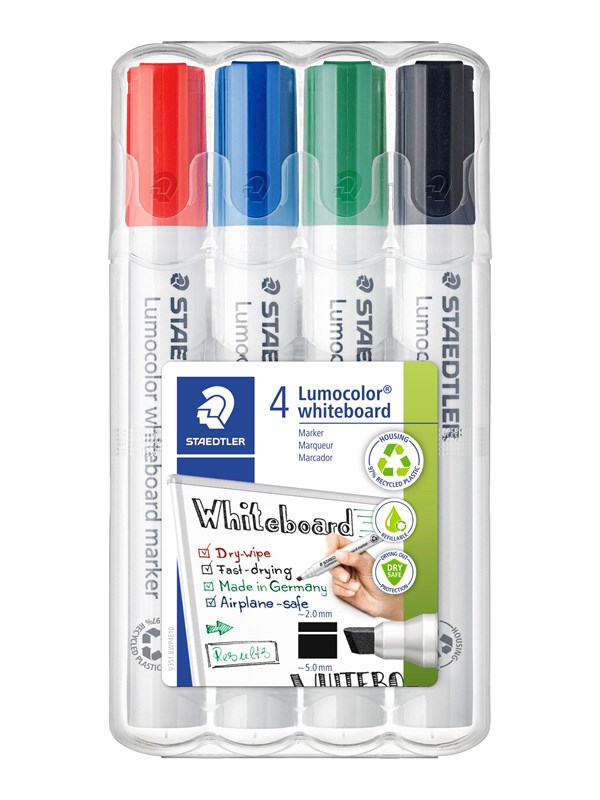 Staedtler Valkotaulukynä Lumoc. 4 kpl / laatikko.