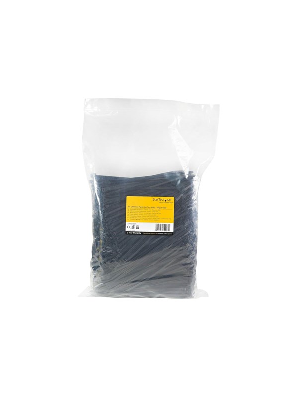 StarTech.com 8""(20cm) Cable Ties 2-1/8""(55mm) Dia 50lb(22kg) Tensile Strength Nylon Self Locking Zip Ties UL Listed 1000 Pack Musta (CBMZT8BK) - cable tie