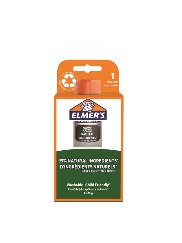 Elmer's ympäristöystävälliset liimapuikot kouluun | Kuivuvat kirkkaiksi | 93 % luonnollisia ainesosia | Pestävä ja sopii lapsille | 20 g | 1 kpl