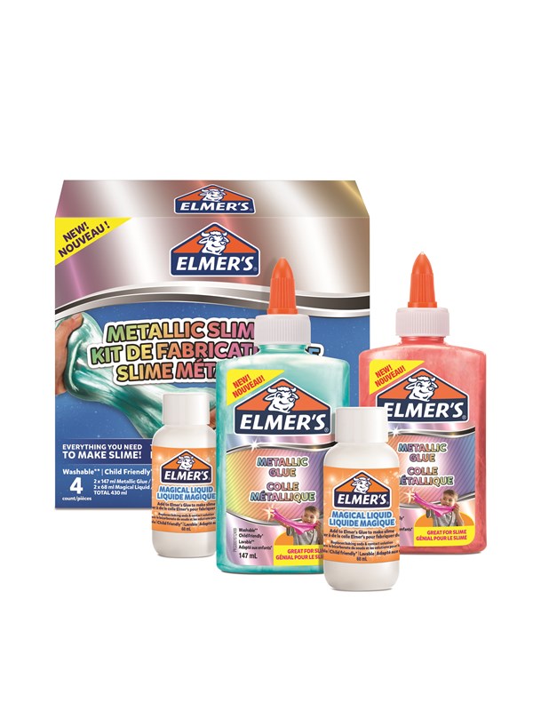 Elmer's Metallic liman valmistuspakkaus | Slime Supplies Include Metallic PVA Glue | With Magical Liquid Slime Activator | 4 Piece Kit