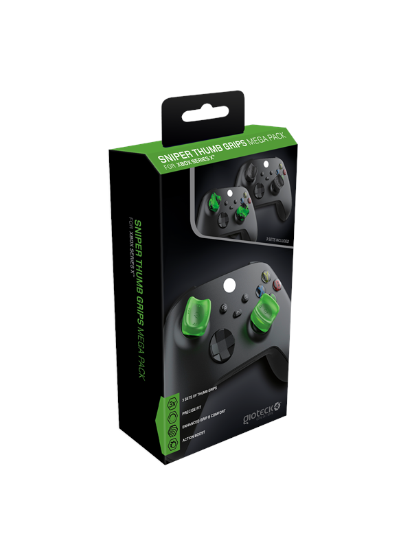 Gioteck Xbox Sarja X Sniper Mega Pack Thumb Grips - Black/Green - Miscellaneous Lisävarusteet pelikonsoleille - Microsoft Xbox Series X