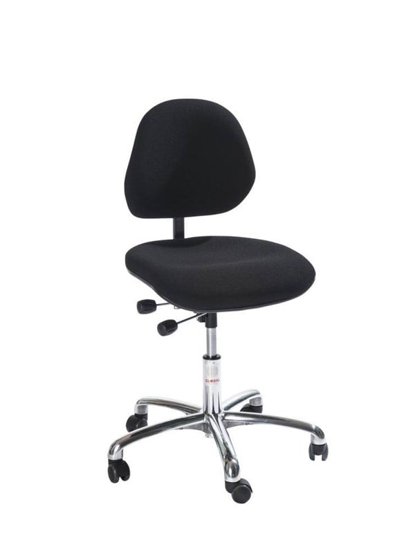 Global Office chair with euromatic seat mechanism and easy-running castors - Musta wool