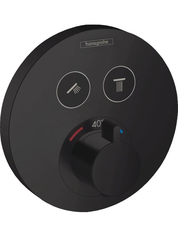 Hansgrohe showerselect s thermostatic mixer for concealed installation for 2 outlets matt Musta